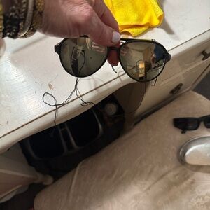 Ray-Ban Black Aviator Sunglasses with Green-Tinted Lenses vintage sought after